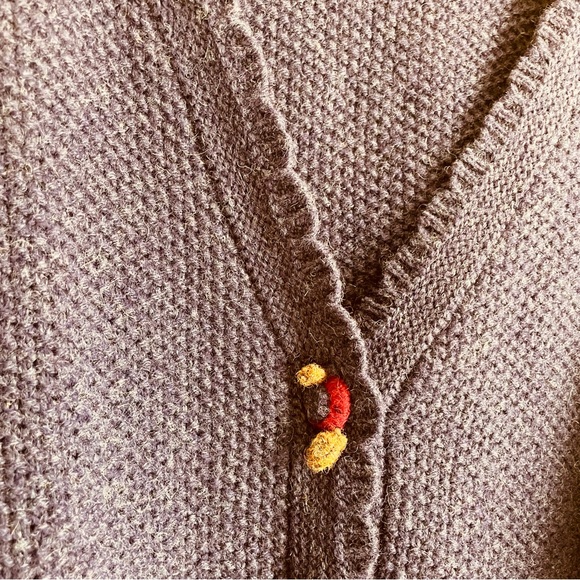 April Cornell Vintage Wool Cardigan Knit Sweater Blue Button Front sz L - Picture 5 of 11